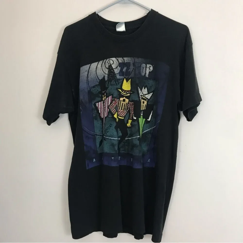 Vintage 90s Original ZZ Top Antenna World Tour Concert Band Tee Tshirt Sz Large